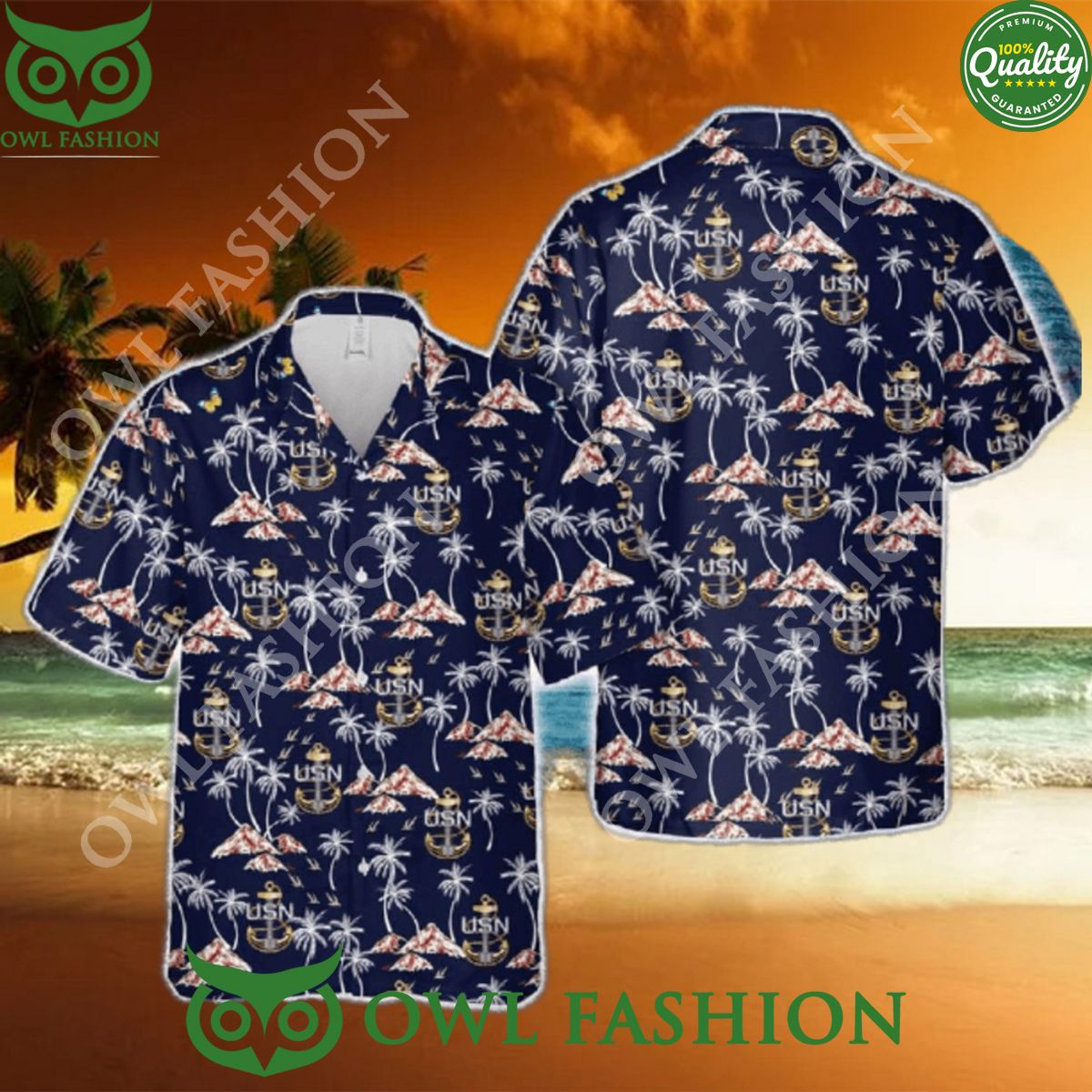 US Navy Chief Petty Officer Backbone Anchor Hawaiian - Adult & Kids T-Shirts, Sweatshirts & Hoodies apparel design preview 1