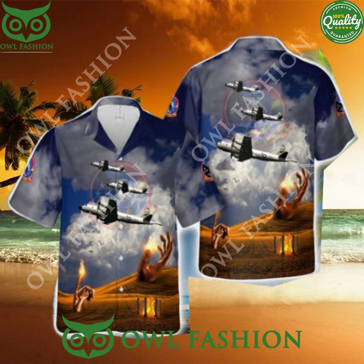 US Navy VP6 Blue Sharks 3D Hawaiian Button Beach - Adult & Kids T-Shirts, Sweatshirts & Hoodies apparel design preview 1