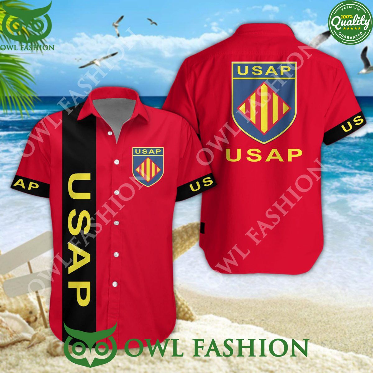 USA Perpignan Rugby Champion Top 14 France Hawaiian - Adult & Kids T-Shirts, Sweatshirts & Hoodies apparel design preview 1