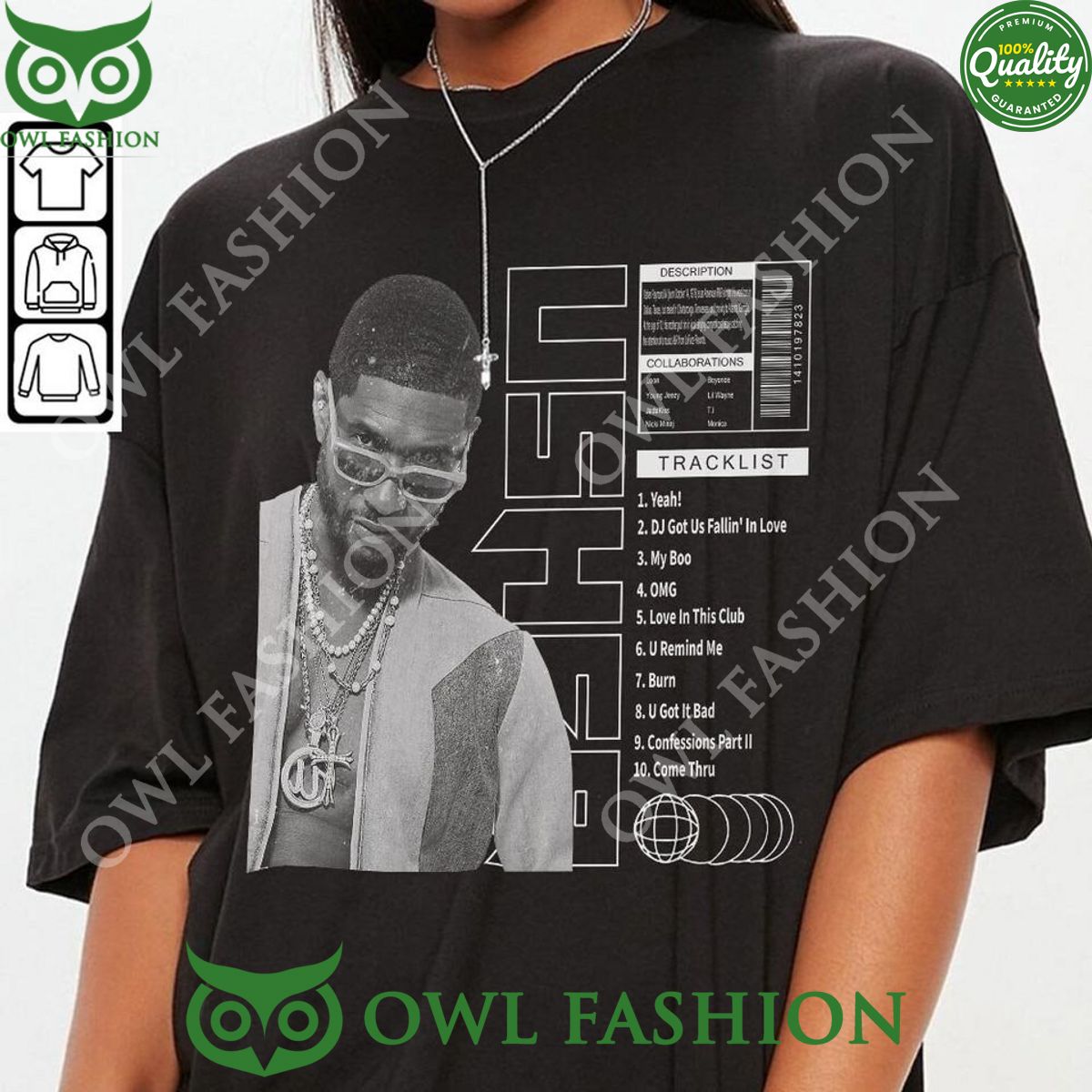 Usher Tracklist Song Vintage - Adult & Kids T-Shirts, Sweatshirts & Hoodies apparel design preview 1