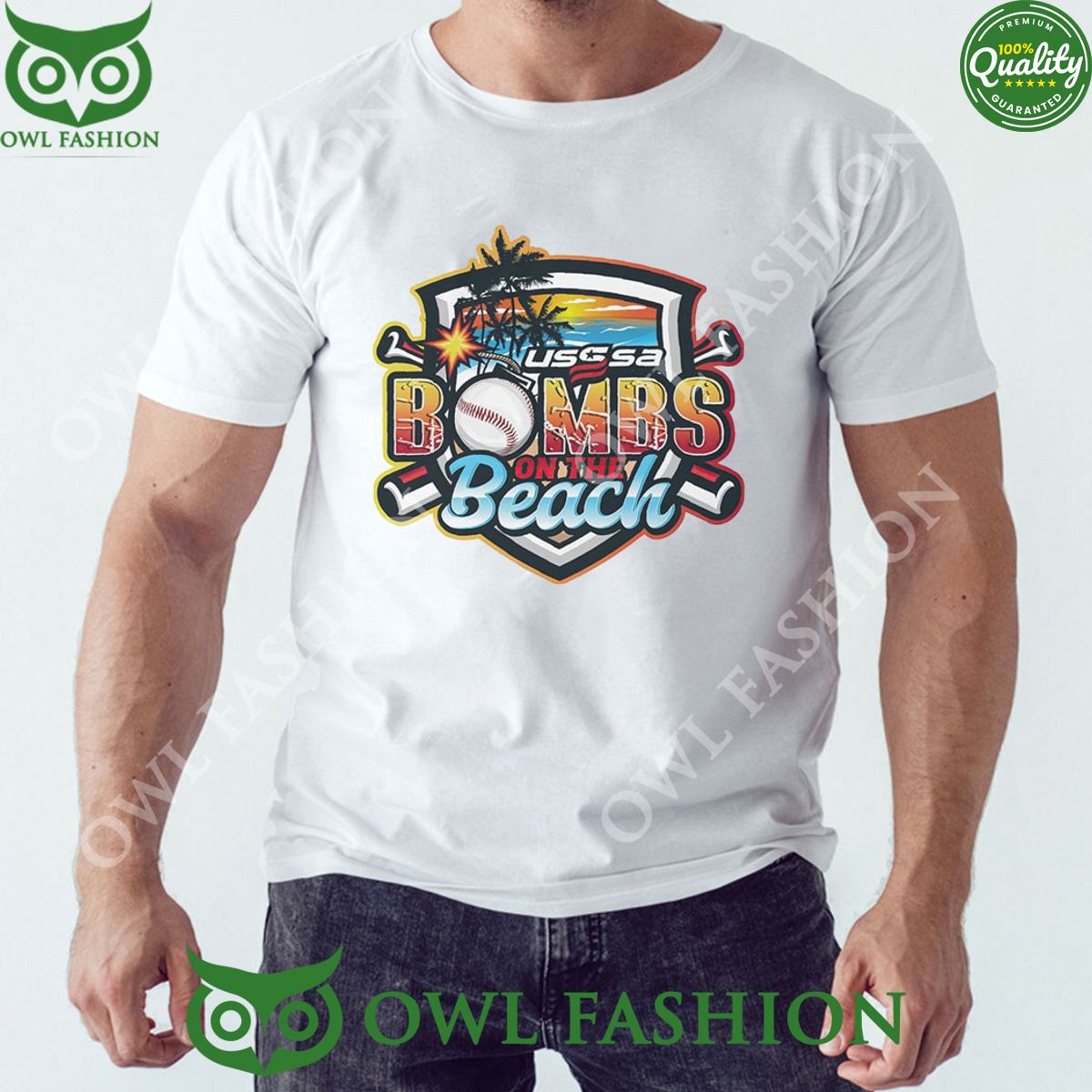 USSSA Florida Baseball Bombs On The Beach 2024 Logo - Adult & Kids T-Shirts, Sweatshirts & Hoodies apparel design preview 1