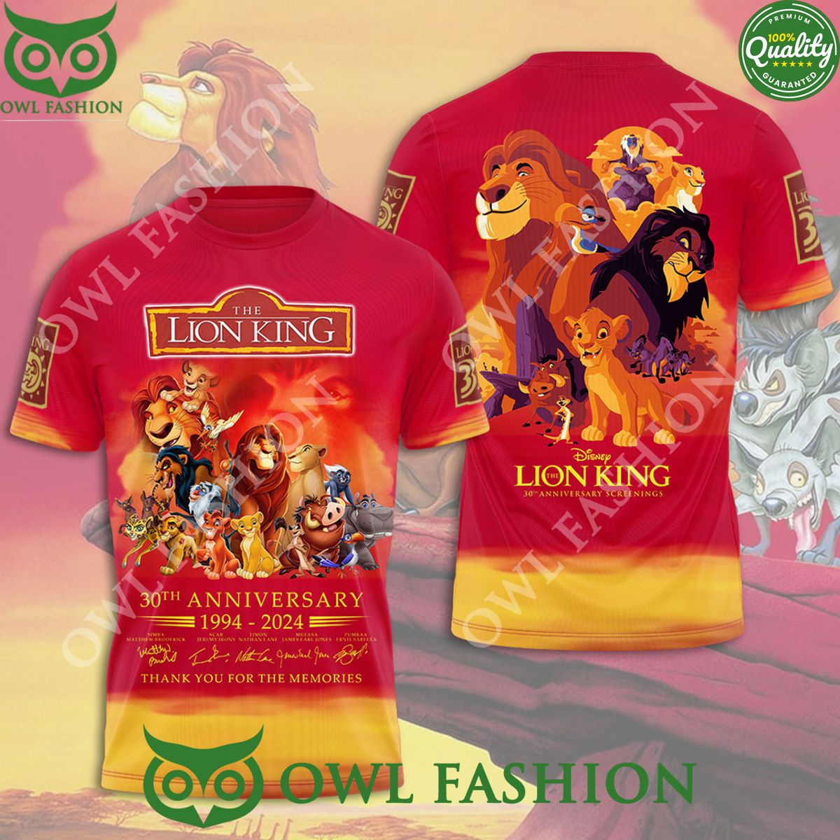 The Lion King 30th Anniversary 1994 2024 3D - Adult & Kids T-Shirts, Sweatshirts & Hoodies apparel design preview 1