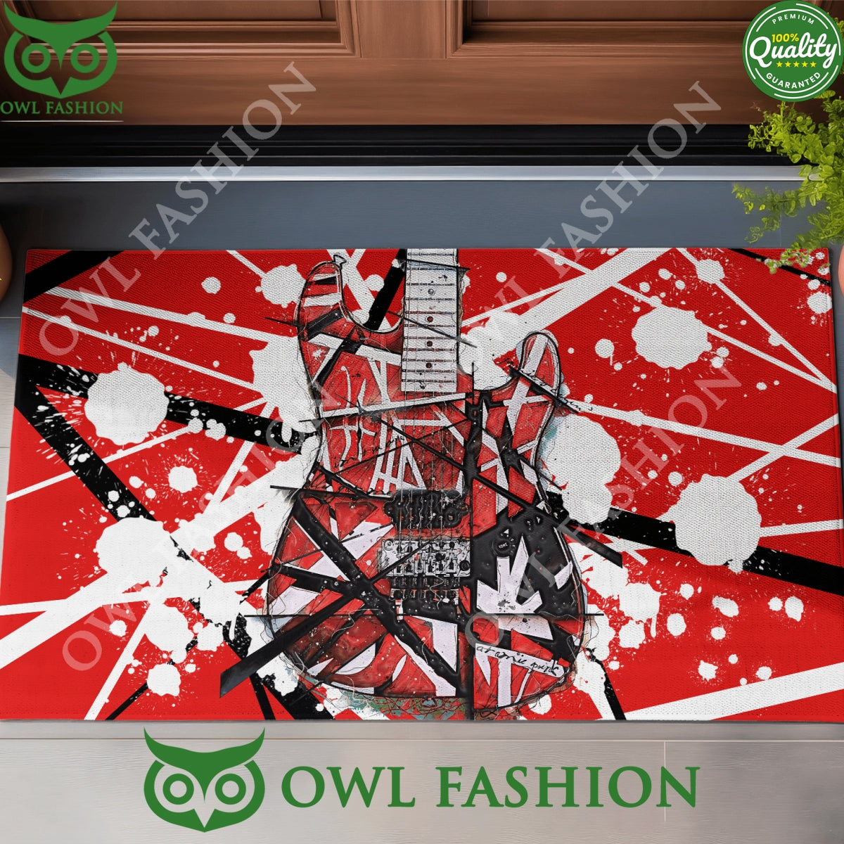 Van Halen Guitar Color Splash Red Doormat - Adult & Kids T-Shirts, Sweatshirts & Hoodies apparel design preview 1