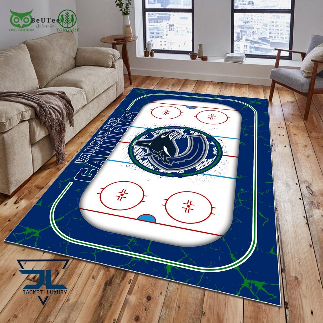 Vancouver Canucks NHL Hockey Team Carpet Rug - Adult & Kids T-Shirts, Sweatshirts & Hoodies apparel design preview 1