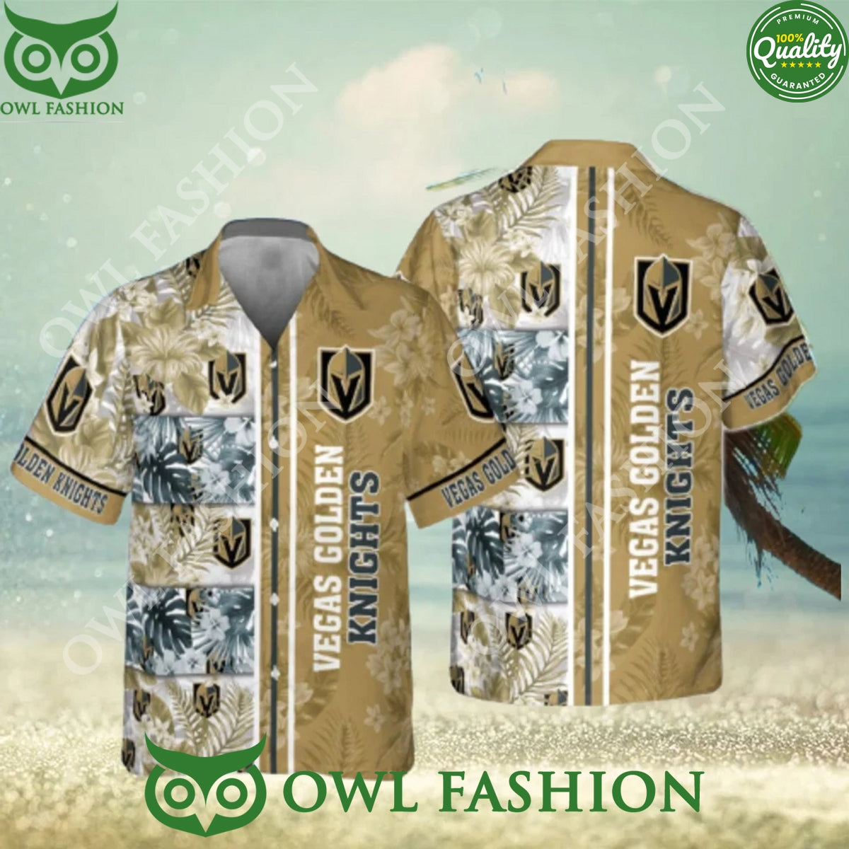 Vegas Golden Knights Ice Hockey Floral Hawaiian - Adult & Kids T-Shirts, Sweatshirts & Hoodies apparel design preview 1