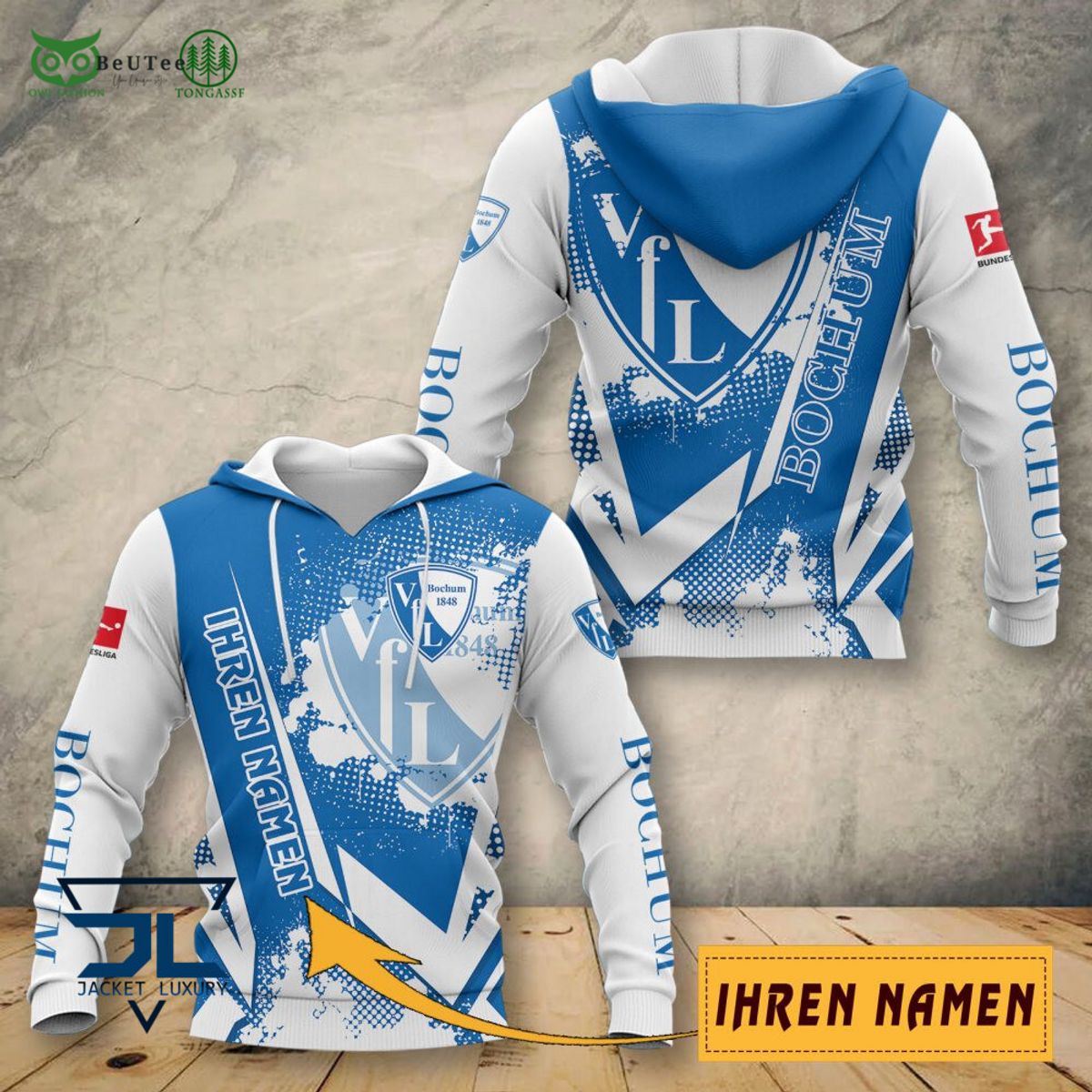 VfL Bochum Bundesliga Ihren Namen 3D Polo - Adult & Kids T-Shirts, Sweatshirts & Hoodies apparel design preview 1