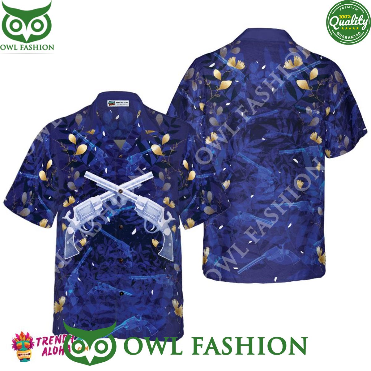 Vintage Gun Blue Trending Summer Hawaiian - Adult & Kids T-Shirts, Sweatshirts & Hoodies apparel design preview 1