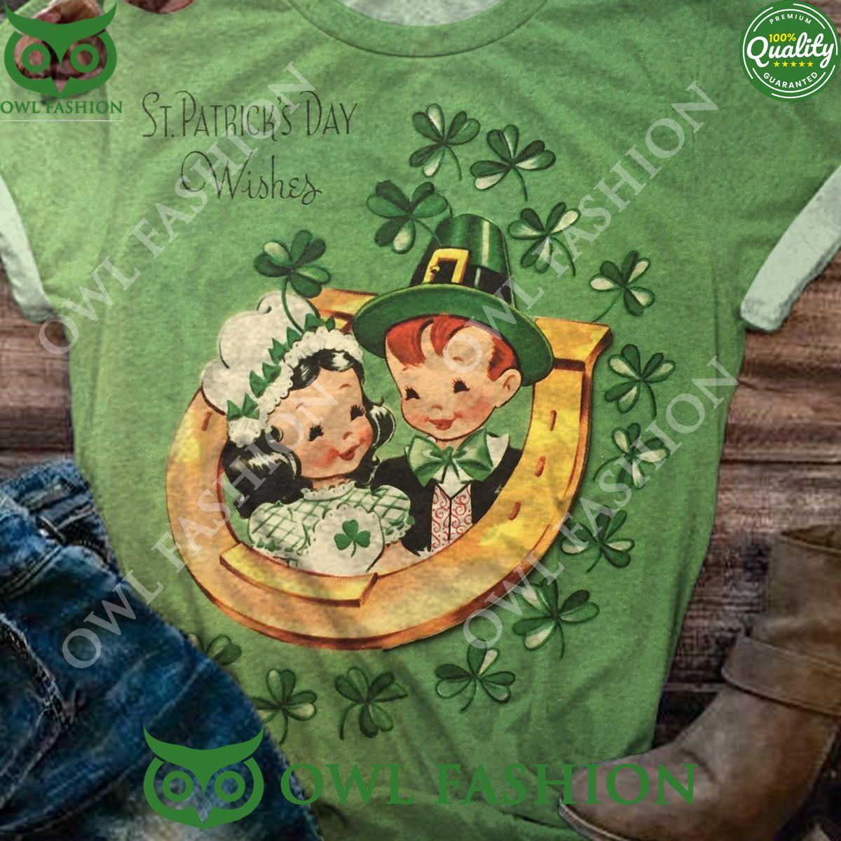 Vintage St. Patrick Wishes - Adult & Kids T-Shirts, Sweatshirts & Hoodies apparel design preview 1