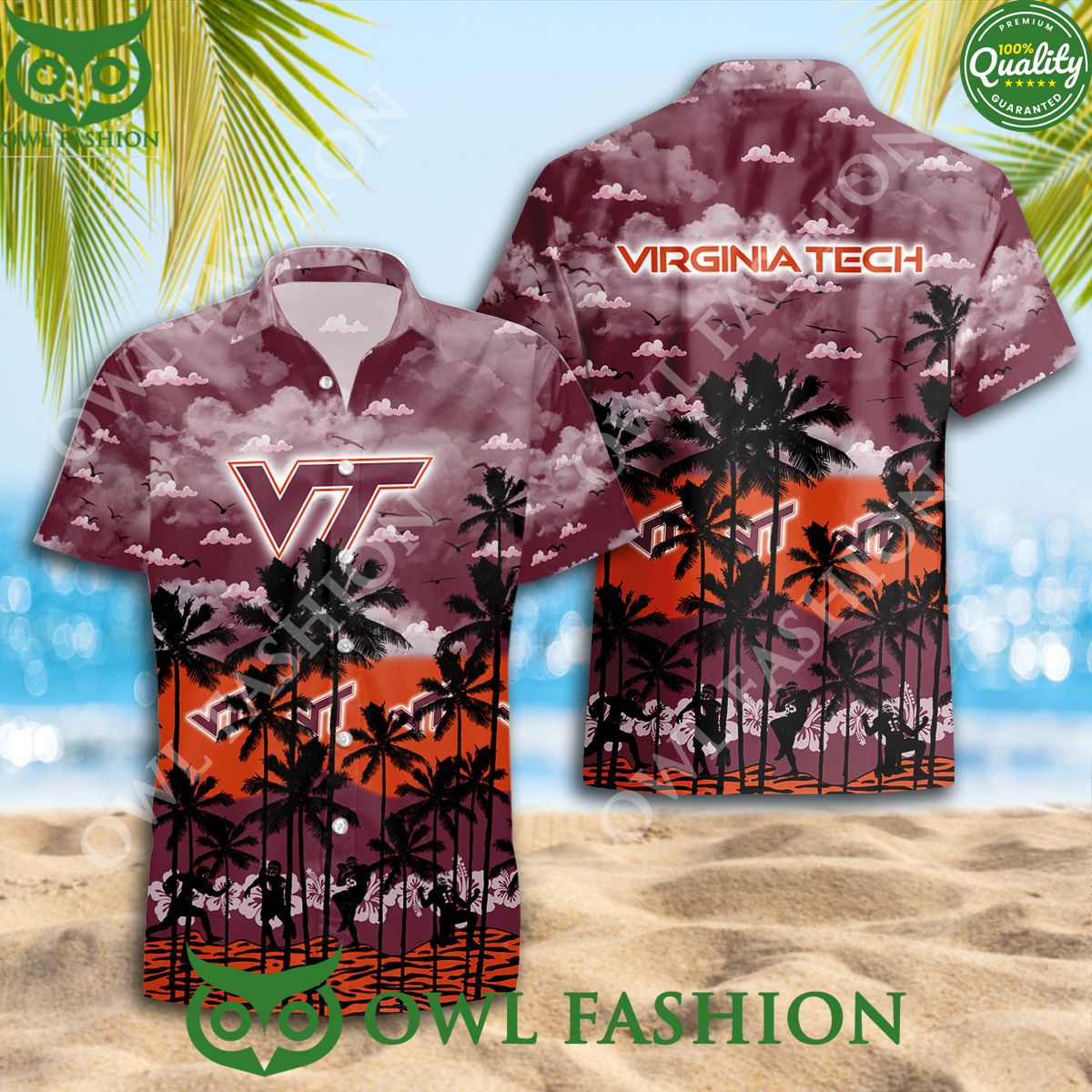 Virginia Tech Hokies NCAA Hawaiian Summer Limited - Adult & Kids T-Shirts, Sweatshirts & Hoodies apparel design preview 1