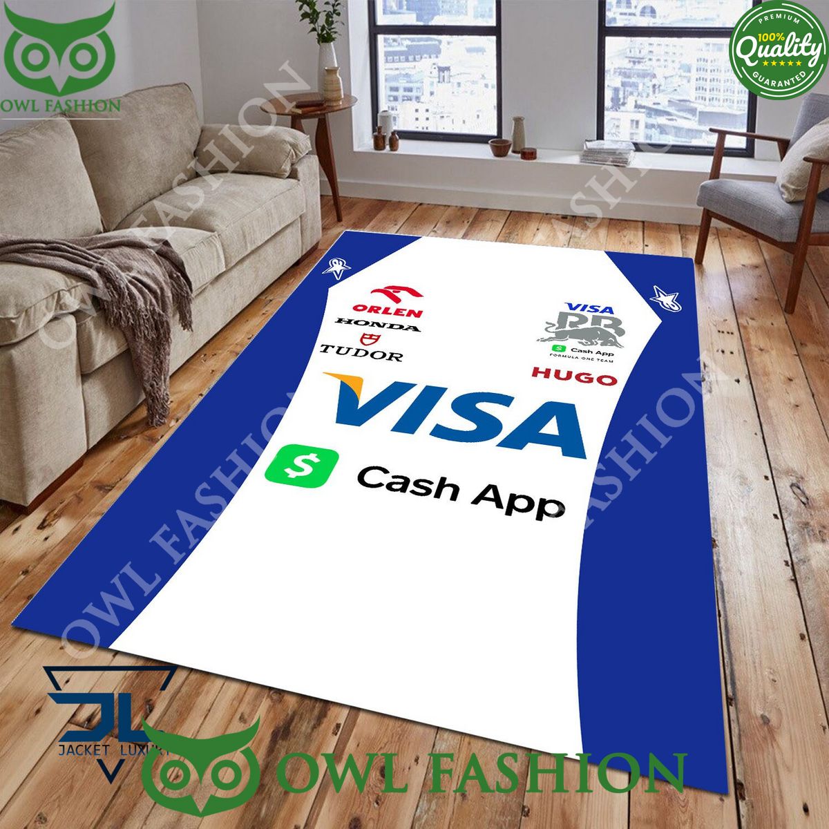 Visa Cash App RB F1 Fomular 1 Rug Carpet For Living - Adult & Kids T-Shirts, Sweatshirts & Hoodies apparel design preview 1