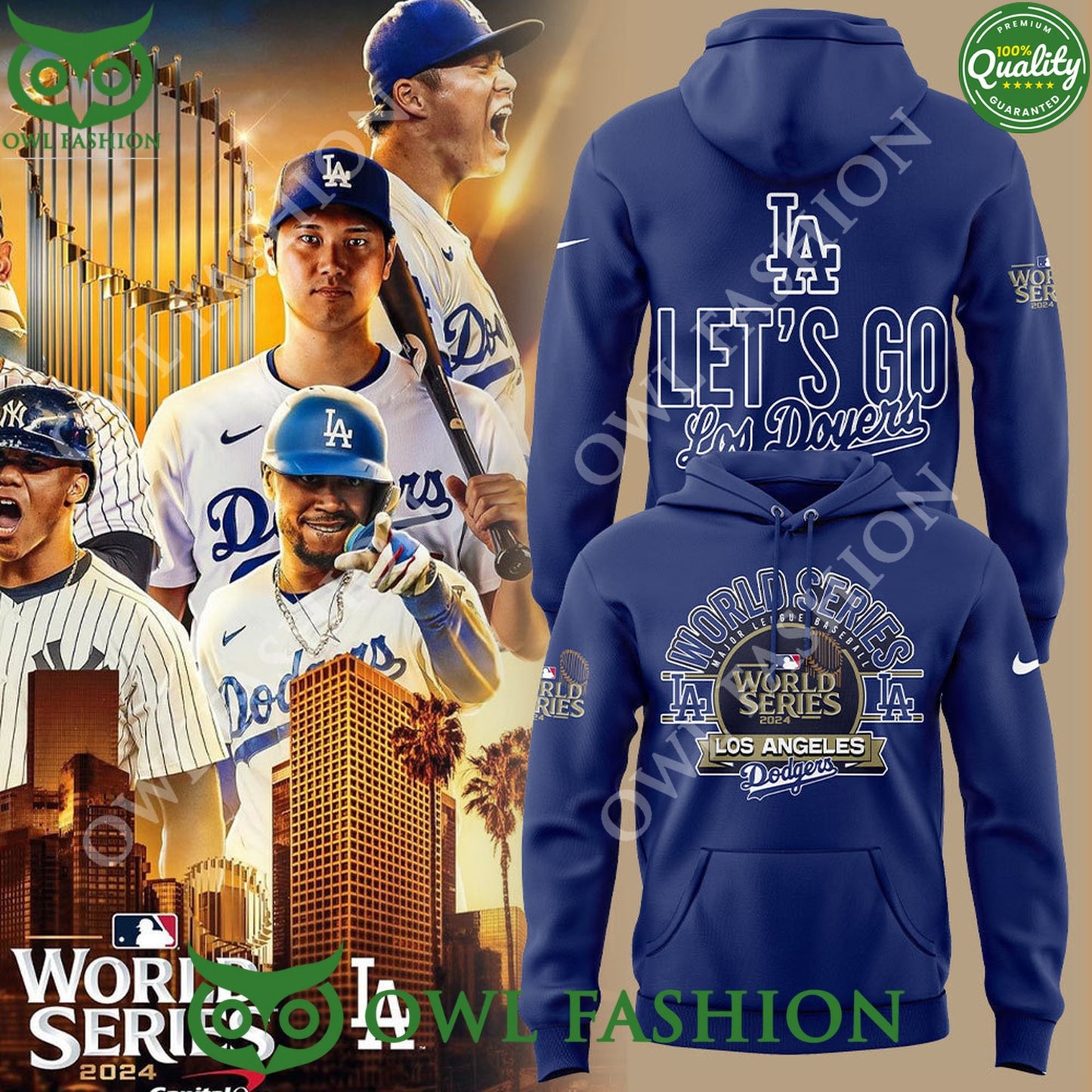Los Angeles Dodgers Lets go Royal 2024 World Series - Adult & Kids T-Shirts, Sweatshirts & Hoodies apparel design preview 1