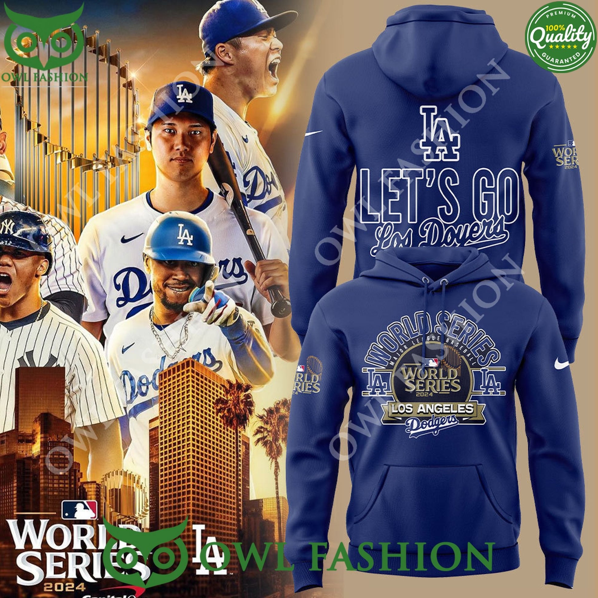 Los Angeles Dodgers Lets go Royal 2024 World Series - Adult & Kids T-Shirts, Sweatshirts & Hoodies apparel design preview 1