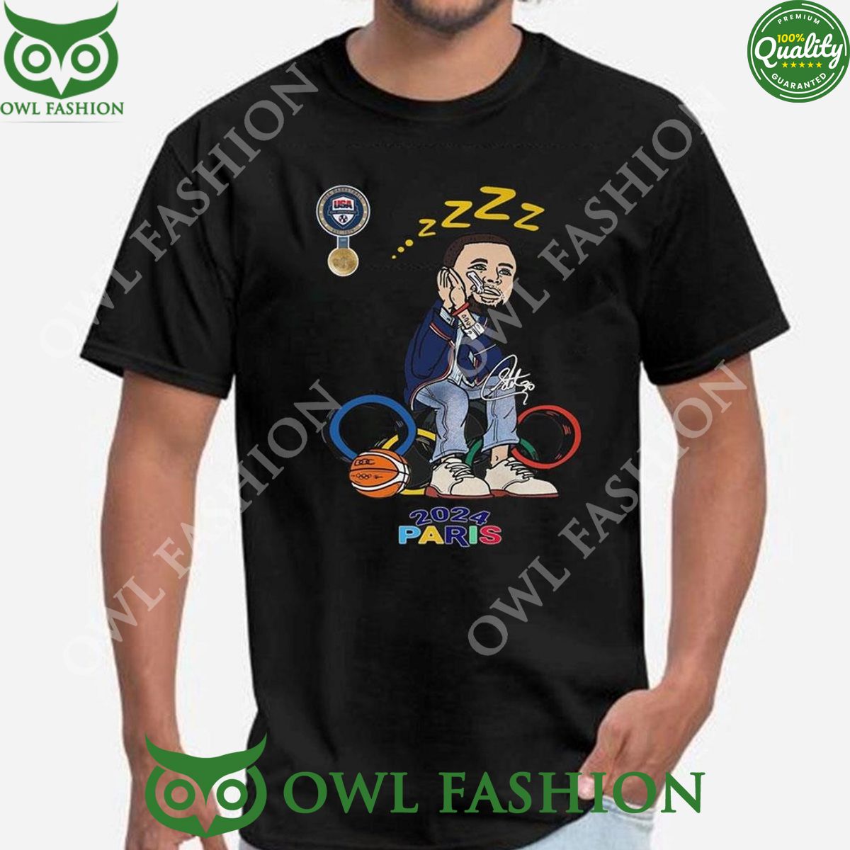Stephen Curry Olympic Paris 2024 Usa Basketball Gold - Adult & Kids T-Shirts, Sweatshirts & Hoodies apparel design preview 1