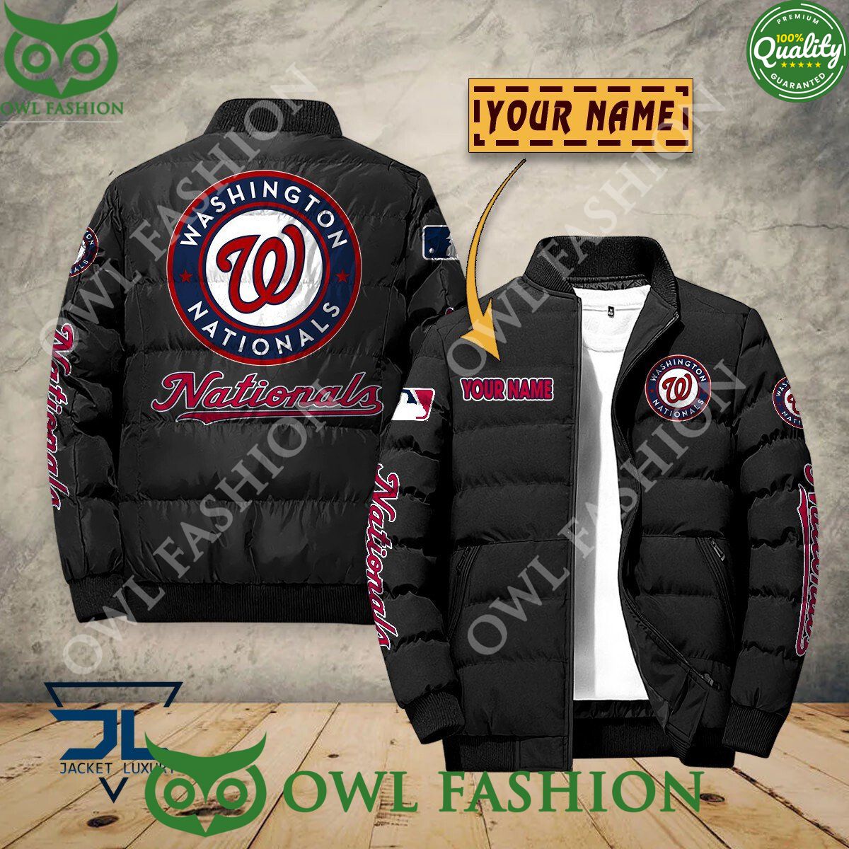 Washington Nationals Custom Name MLB Baseball Jacket - Adult & Kids T-Shirts, Sweatshirts & Hoodies apparel design preview 1
