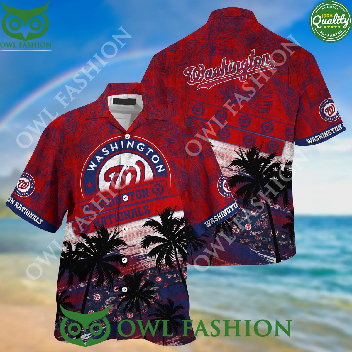 Washington Nationals MLB Palm Tree Pattern Hawaiian - Adult & Kids T-Shirts, Sweatshirts & Hoodies apparel design preview 1