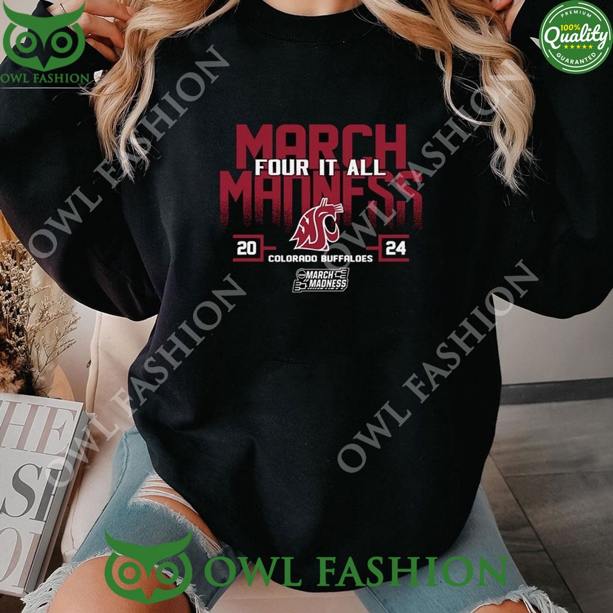 Washington State Couga March Madness Four It 2024 - Adult & Kids T-Shirts, Sweatshirts & Hoodies apparel design preview 1