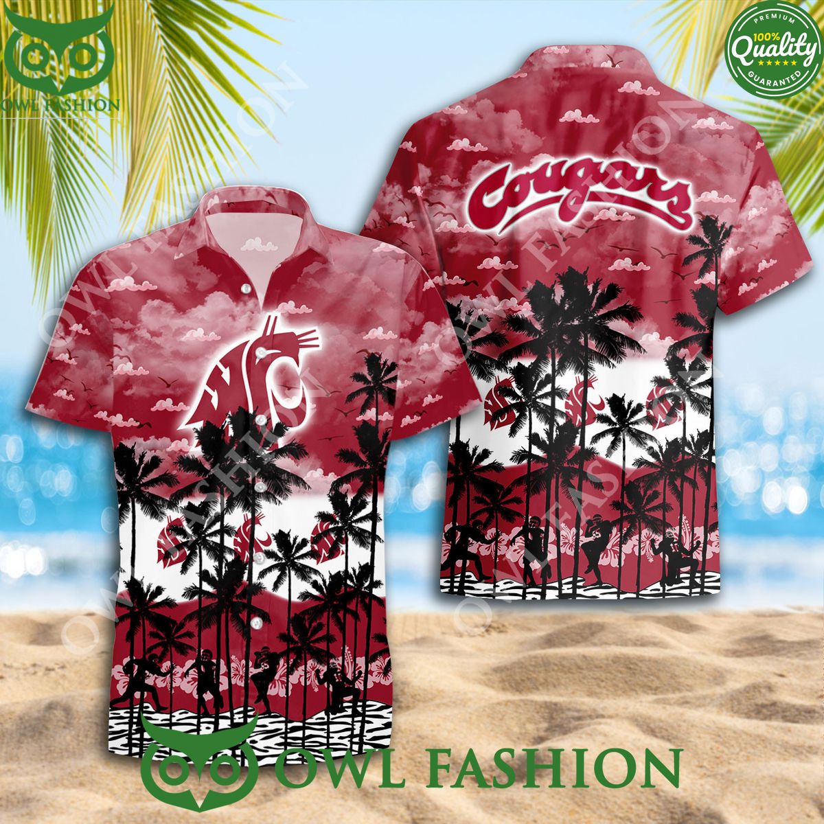 Washington State Cougars NCAA Hawaiian Summer Limited - Adult & Kids T-Shirts, Sweatshirts & Hoodies apparel design preview 1