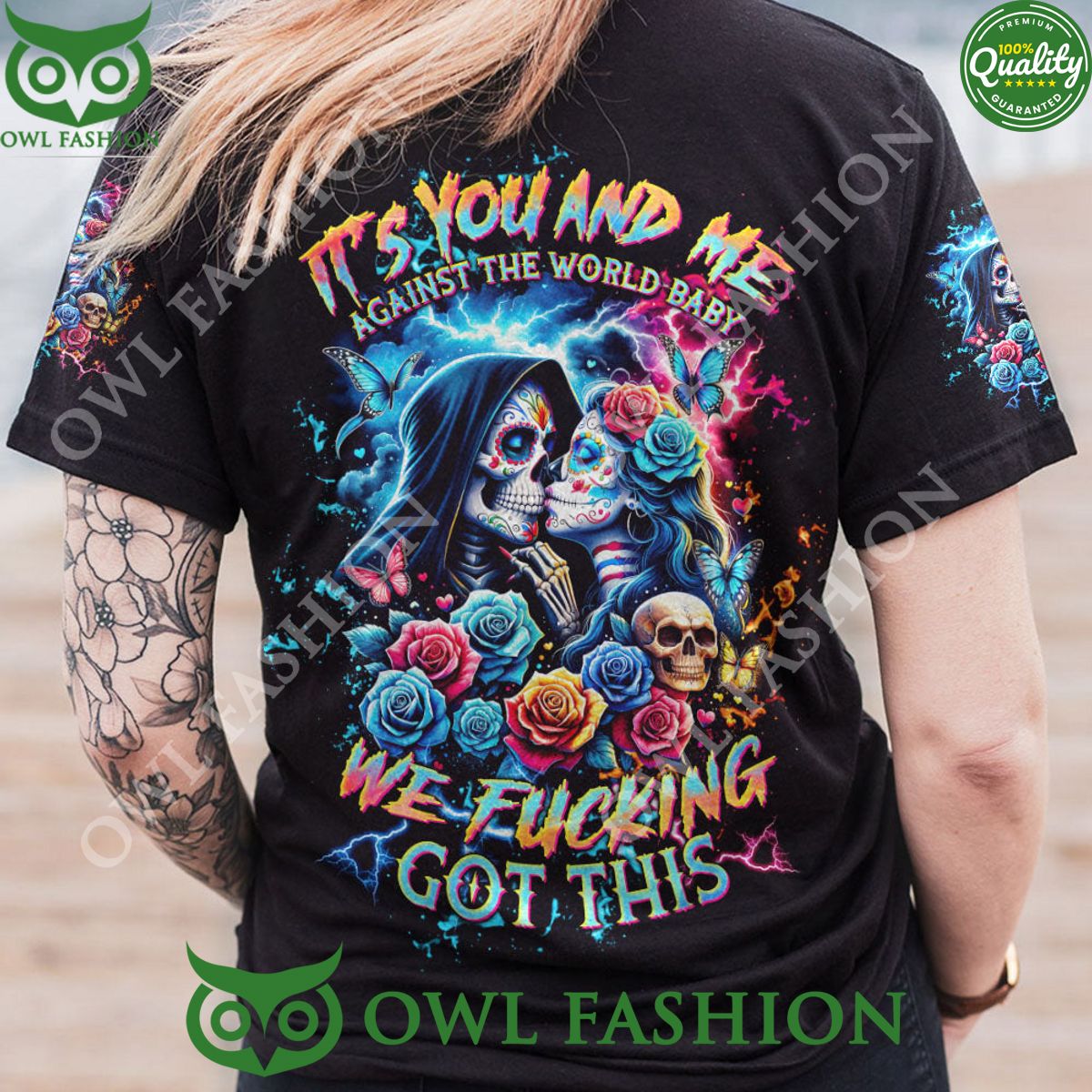 We F Got This Skull Couple You And Me Against The - Adult & Kids T-Shirts, Sweatshirts & Hoodies apparel design preview 1
