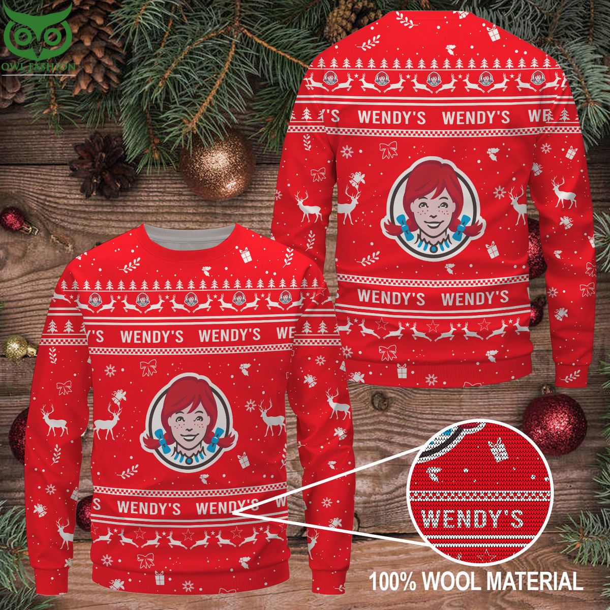 Wendy's Premium Ugly Christmas Sweater - Adult & Kids T-Shirts, Sweatshirts & Hoodies apparel design preview 1