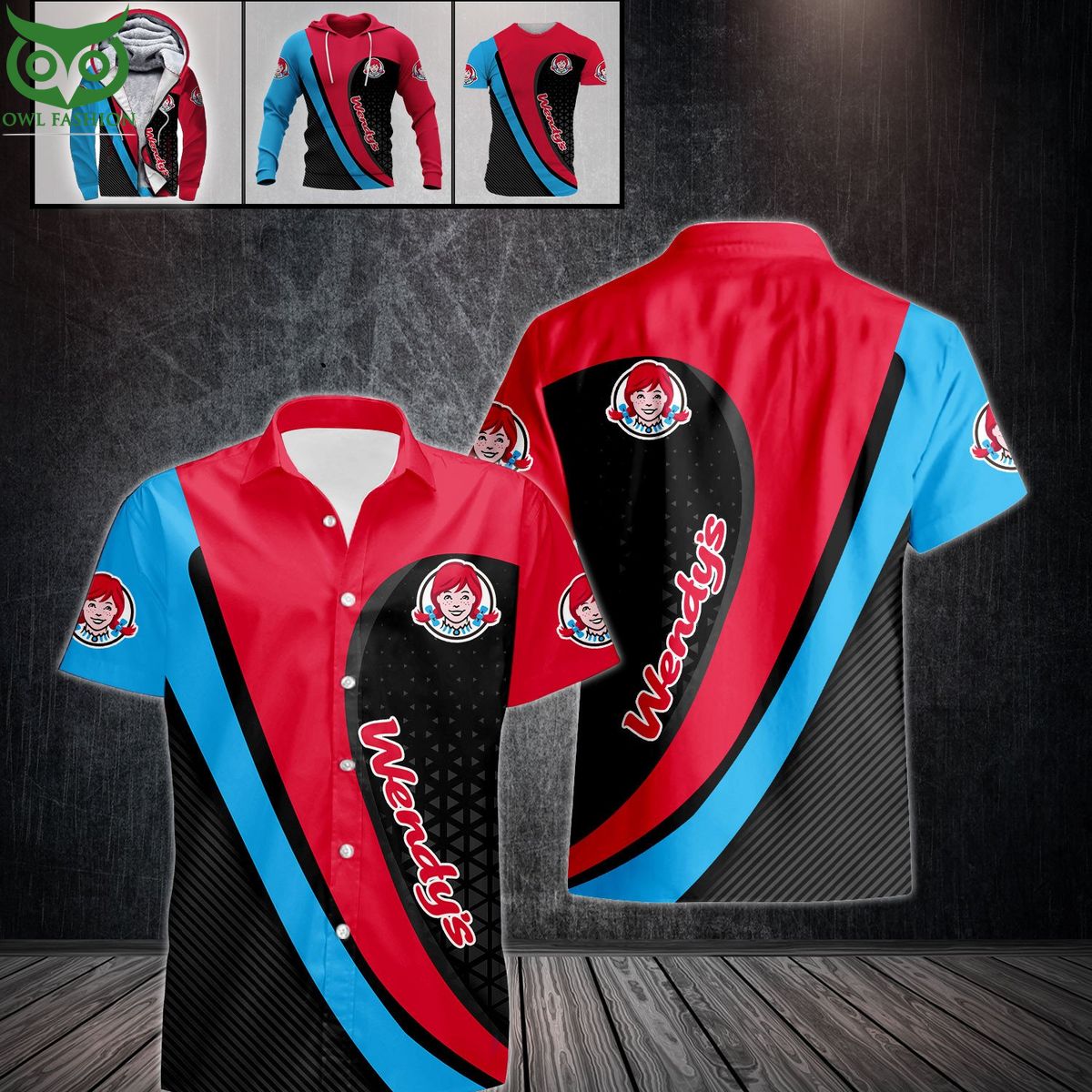 Wendy'S Red Blue 3D - Adult & Kids T-Shirts, Sweatshirts & Hoodies apparel design preview 1