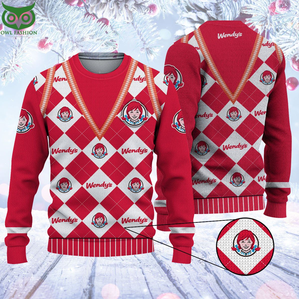 Wendy'S Red Ugly Sweater - Adult & Kids T-Shirts, Sweatshirts & Hoodies apparel design preview 1