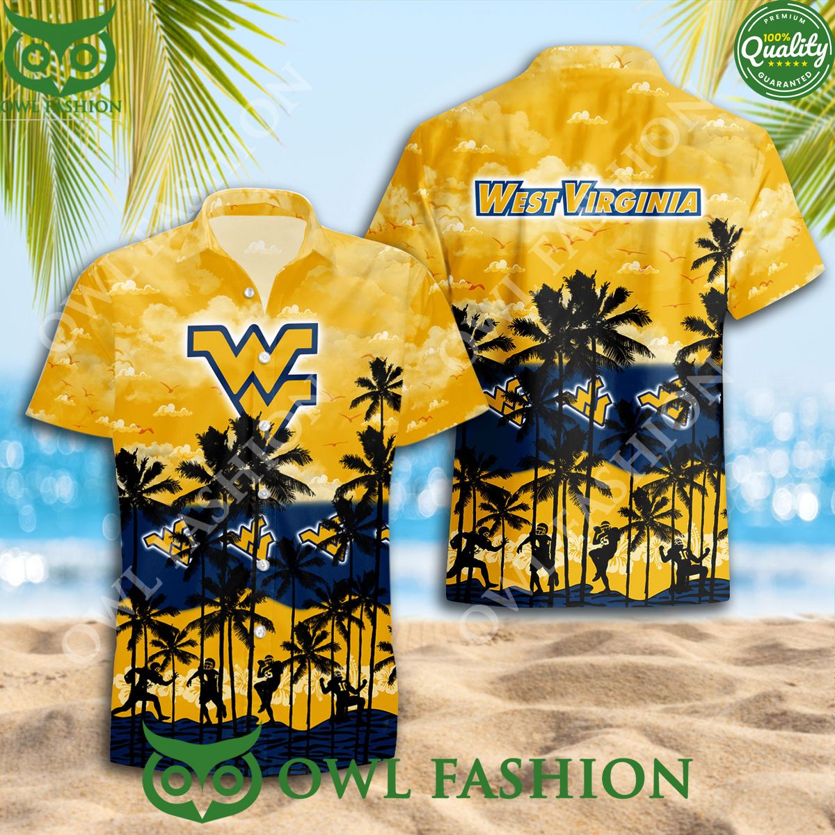 West Virginia Mountaineers NCAA Hawaiian Summer - Adult & Kids T-Shirts, Sweatshirts & Hoodies apparel design preview 1