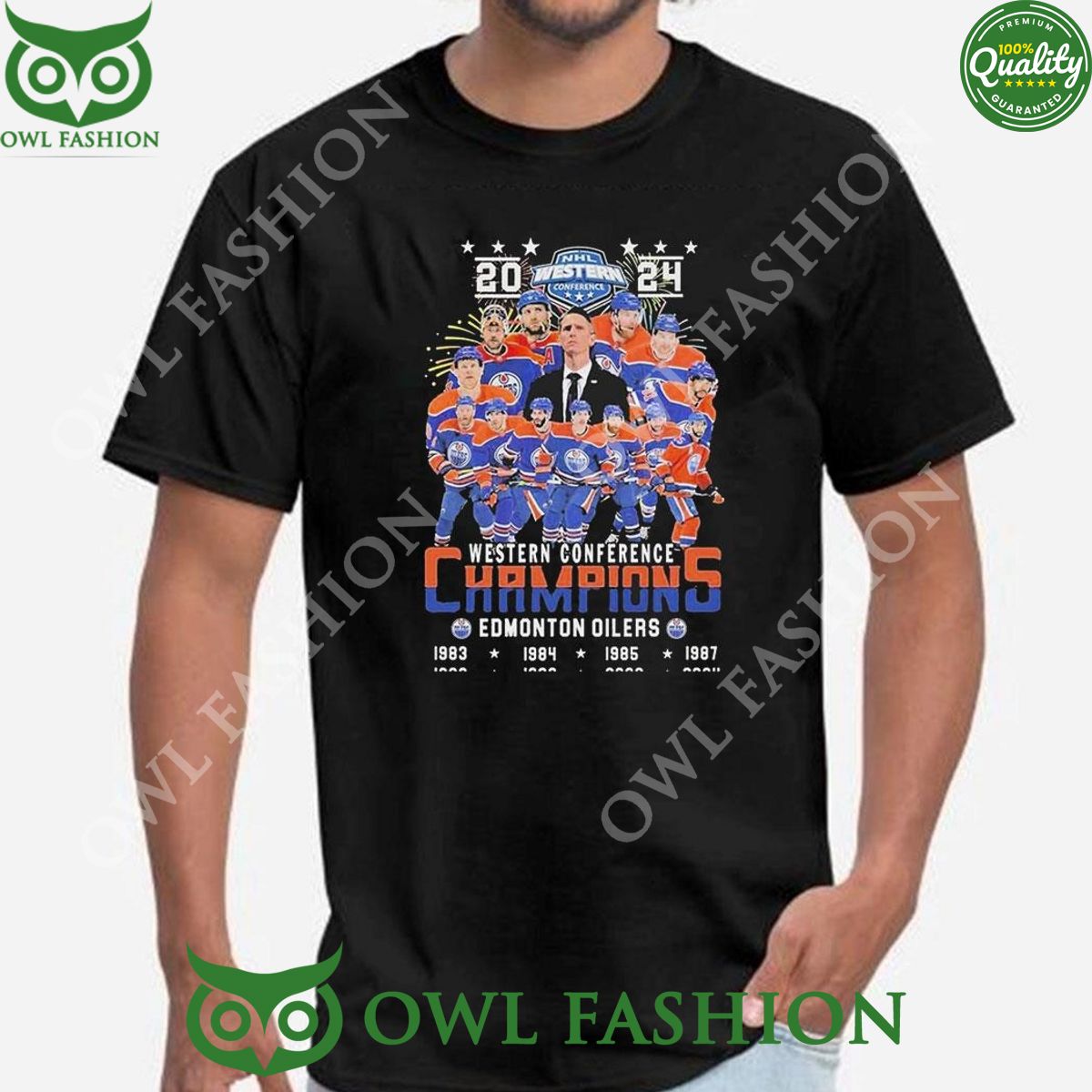 Western Conference 8 time Champions Edmonton Oilers - Adult & Kids T-Shirts, Sweatshirts & Hoodies apparel design preview 1