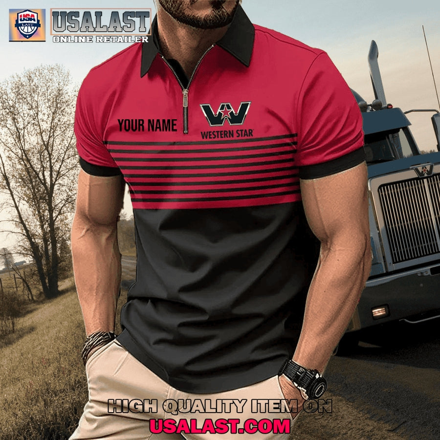 Western Star Custom Name Zipper Men Polo - Adult & Kids T-Shirts, Sweatshirts & Hoodies apparel design preview 1