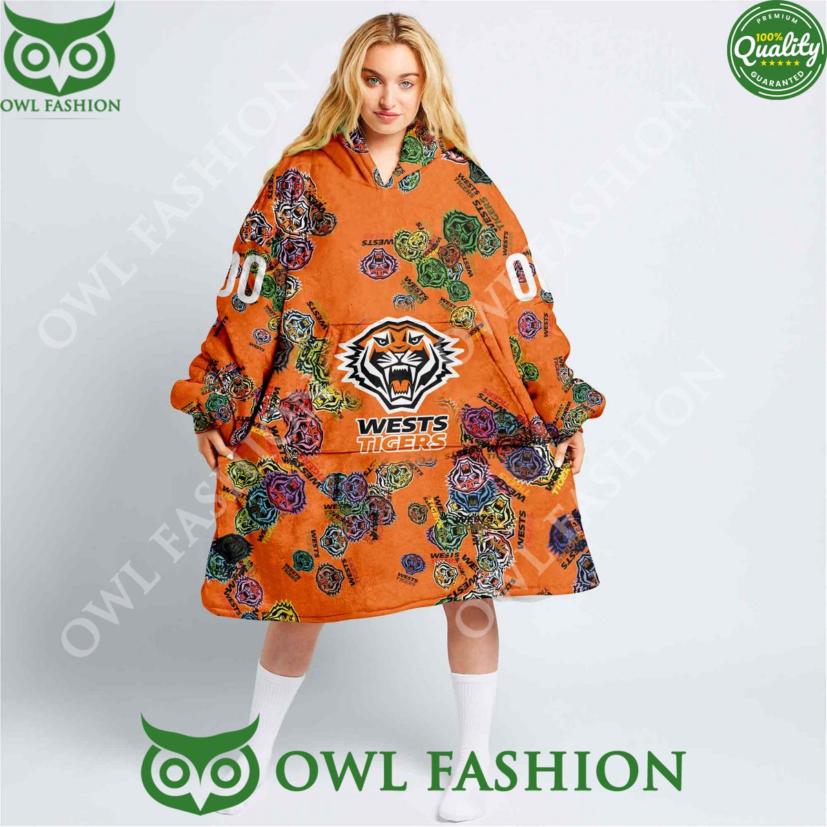 Wests Tigers Logos pattern NRL Custom Rugby League - Adult & Kids T-Shirts, Sweatshirts & Hoodies apparel design preview 1