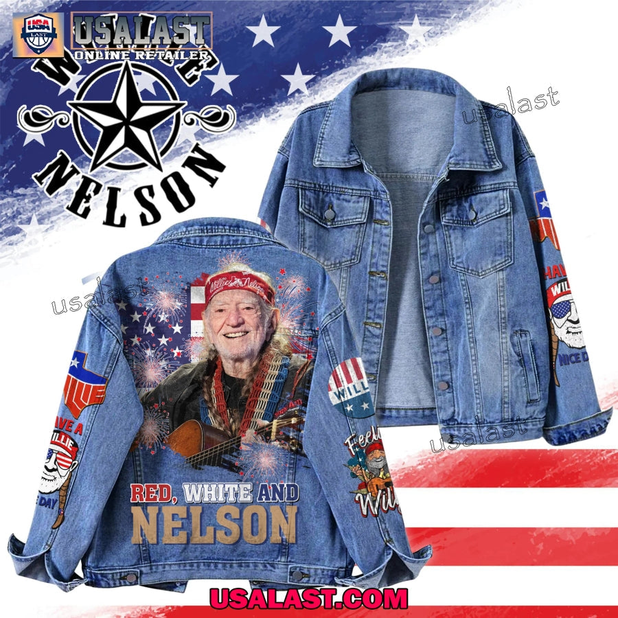 Willie Nelson 4th Of July Custom Denim Jacket - Adult & Kids T-Shirts, Sweatshirts & Hoodies apparel design preview 1
