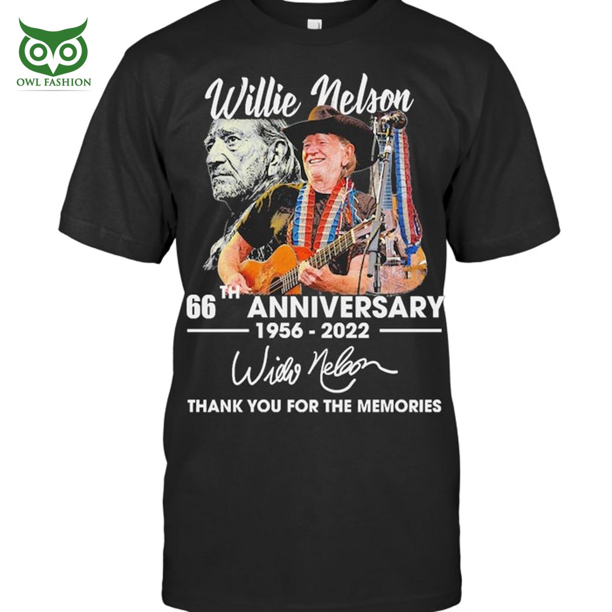 Willie Nelson Legend Singer 66th Anniversary Memories - Adult & Kids T-Shirts, Sweatshirts & Hoodies apparel design preview 1