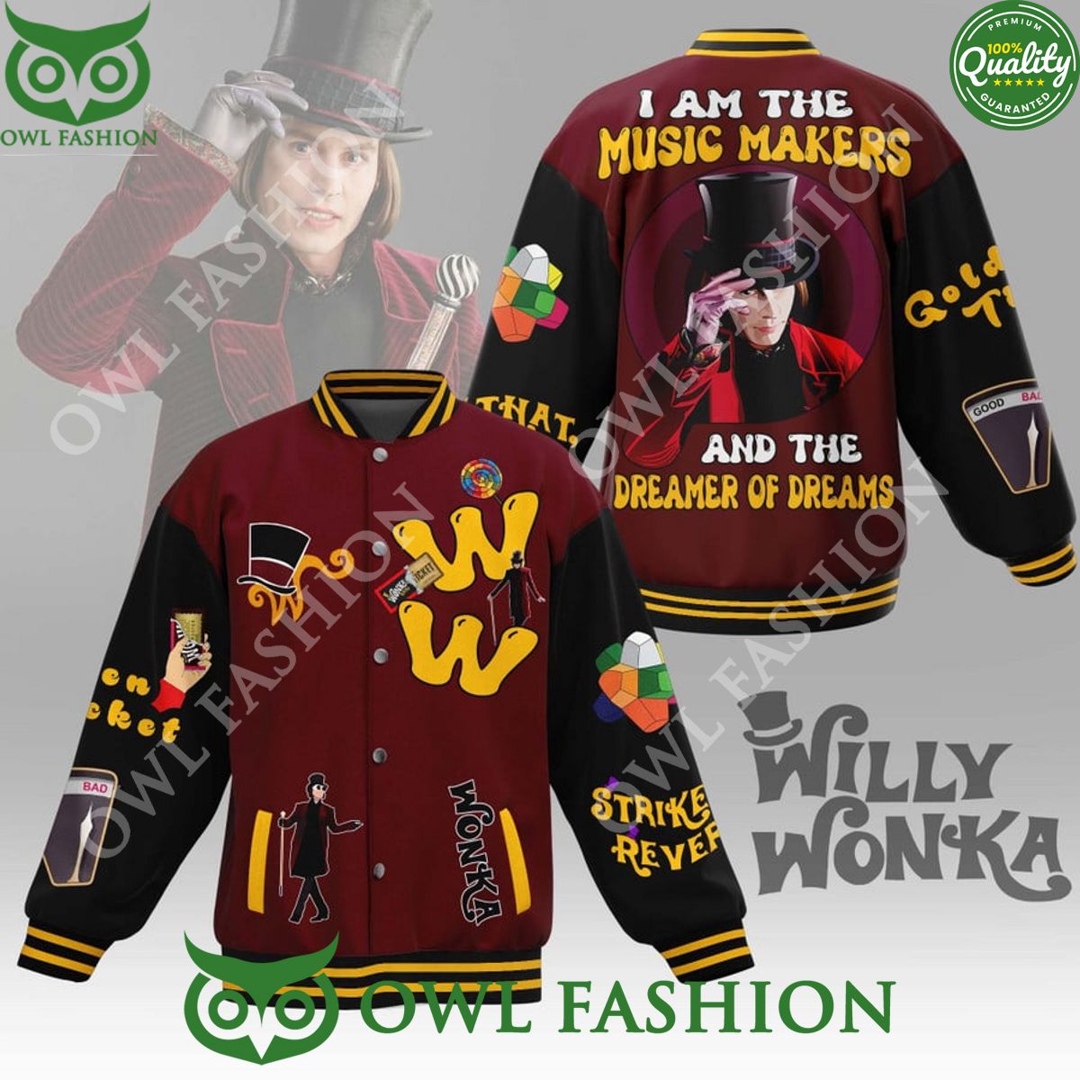 Willy Wonka Fantasy Musical Film Baseball Jacket - Adult & Kids T-Shirts, Sweatshirts & Hoodies apparel design preview 1