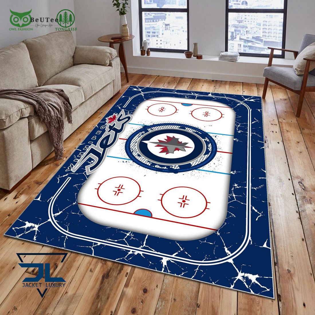Winnipeg Jets NHL Hockey Team Carpet Rug - Adult & Kids T-Shirts, Sweatshirts & Hoodies apparel design preview 1