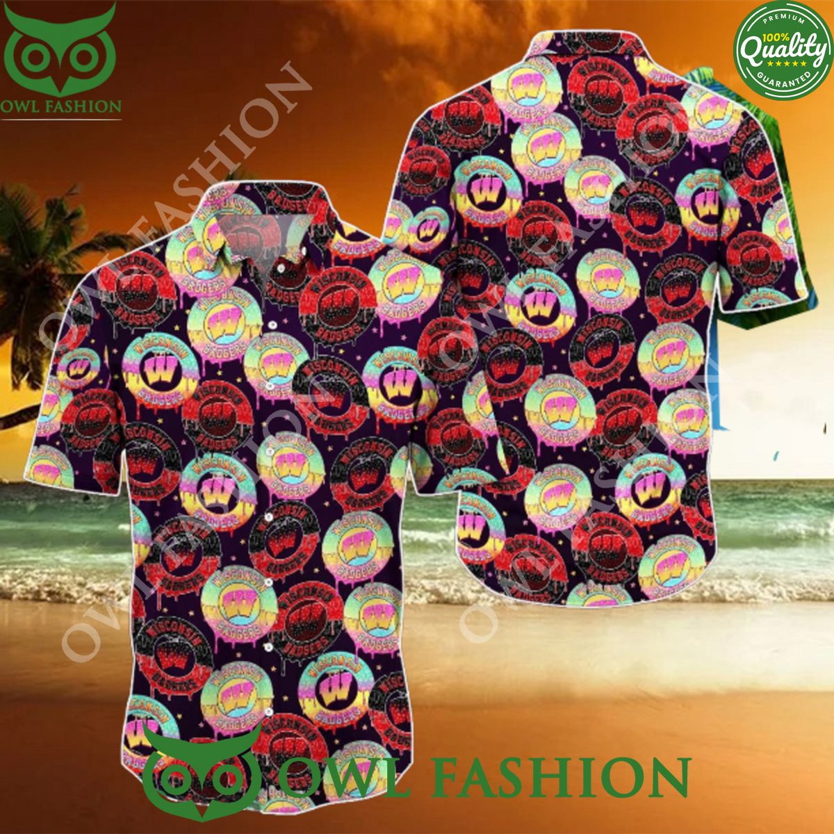 Wisconsin Badgers MLB Hawaiian Best Design For Sport - Adult & Kids T-Shirts, Sweatshirts & Hoodies apparel design preview 1