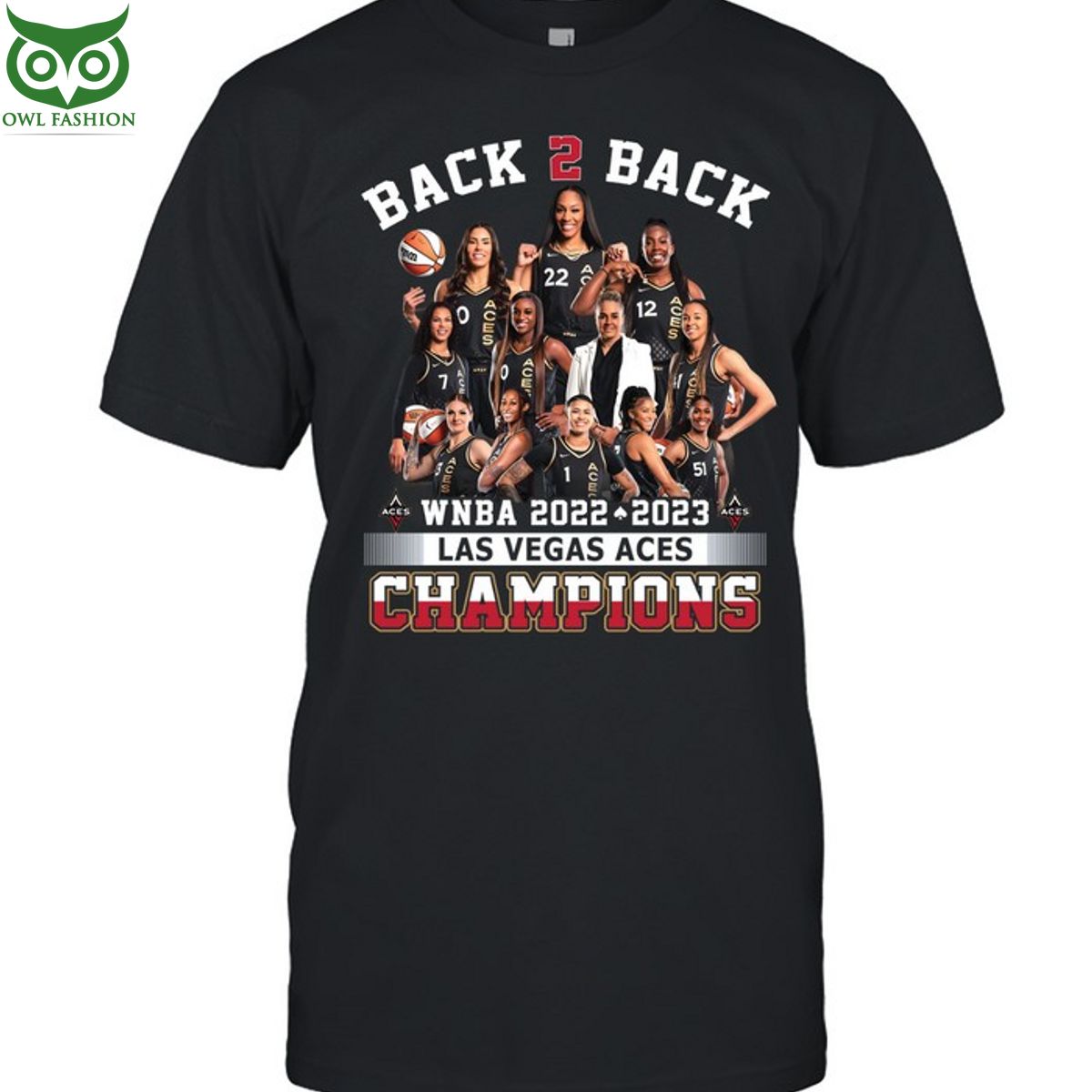 WNBA Back to Champions Las Vegas Aces 2d - Adult & Kids T-Shirts, Sweatshirts & Hoodies apparel design preview 1
