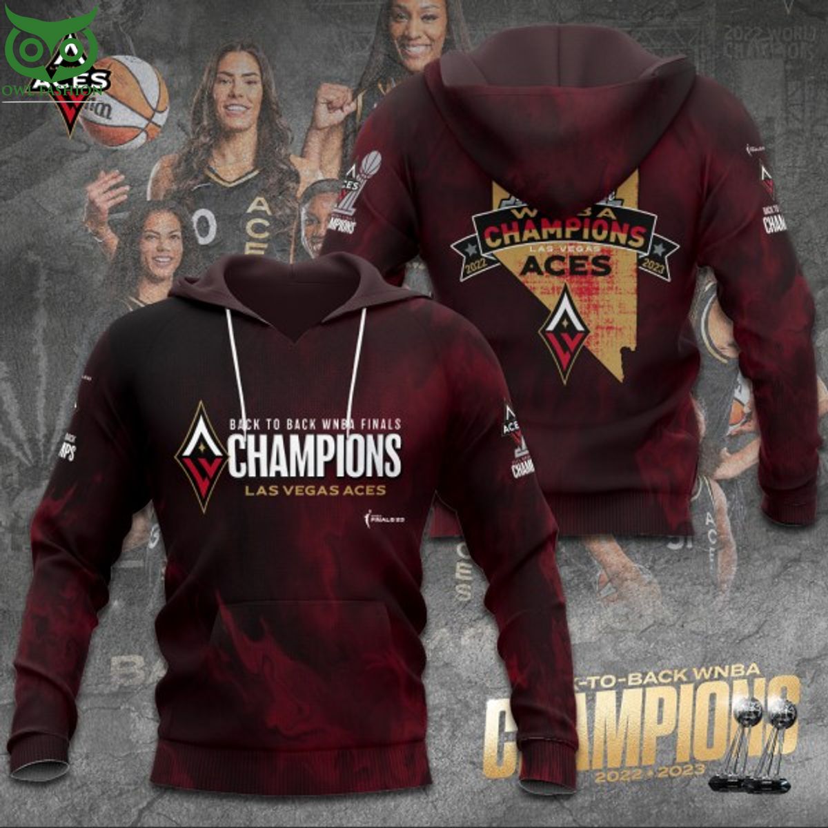 WNBA Finals Champions Las Vegas Aces 3d - Adult & Kids T-Shirts, Sweatshirts & Hoodies apparel design preview 1