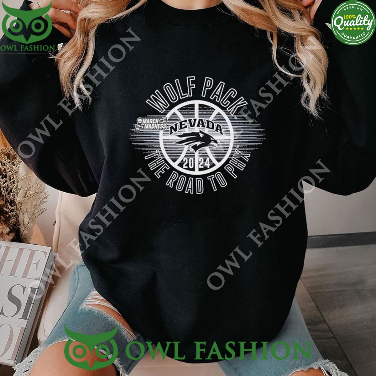 Wolfpack 2024 Nevada The Road To Phx March Madness - Adult & Kids T-Shirts, Sweatshirts & Hoodies apparel design preview 1