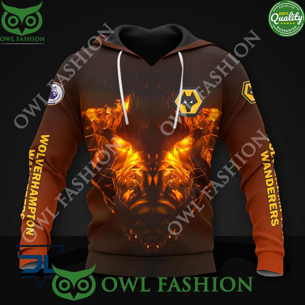 Wolverhampton Wanderers F.C Fire Wolf Football 3D - Adult & Kids T-Shirts, Sweatshirts & Hoodies apparel design preview 1