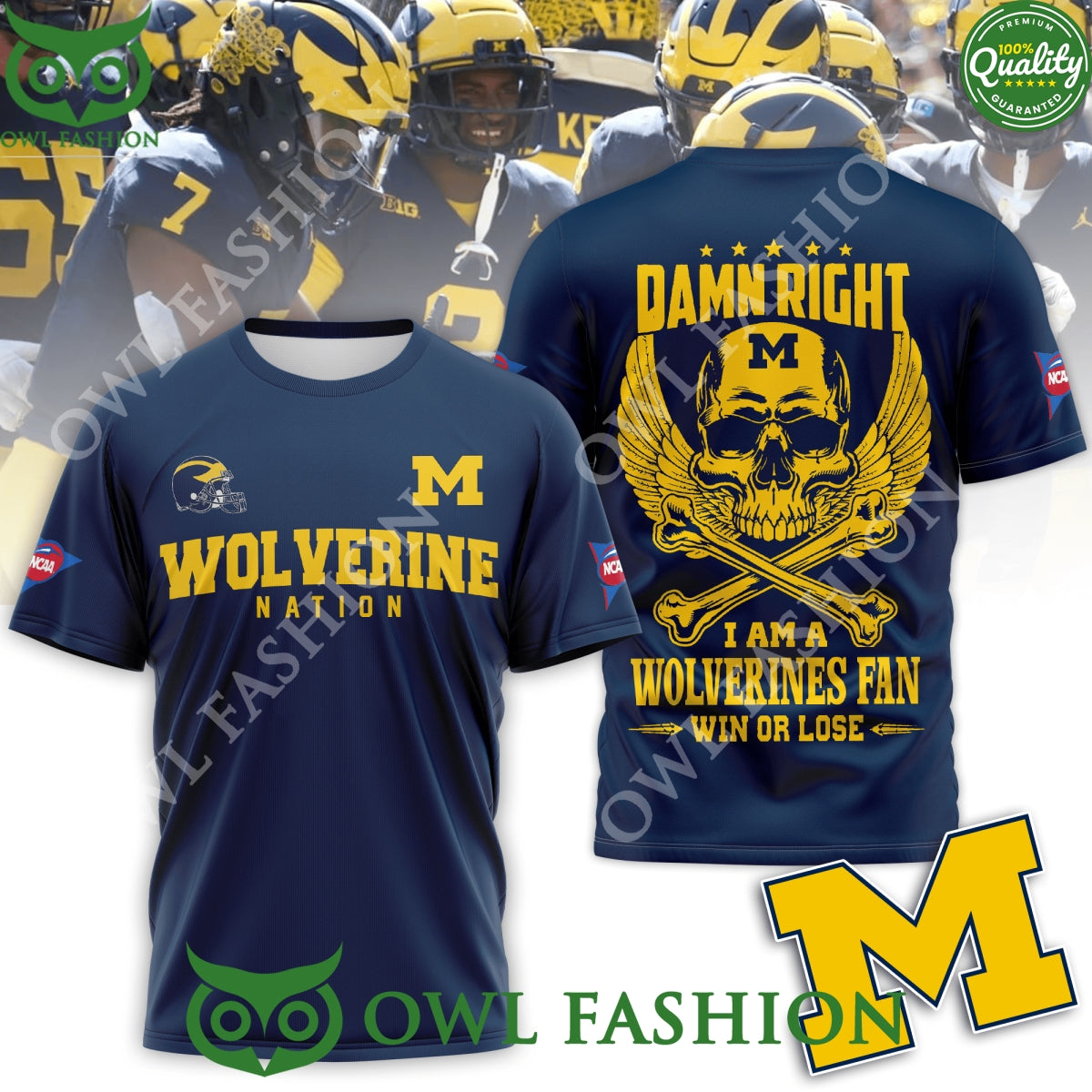 Wolverine Nation Damn Right I am a Wolverines fan win - Adult & Kids T-Shirts, Sweatshirts & Hoodies apparel design preview 1