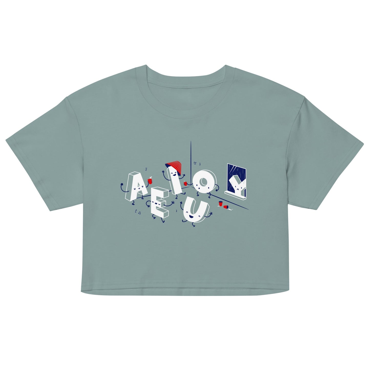 Vowel Party Time Women's Crop - Adult & Kids T-Shirts, Sweatshirts & Hoodies apparel design preview 1