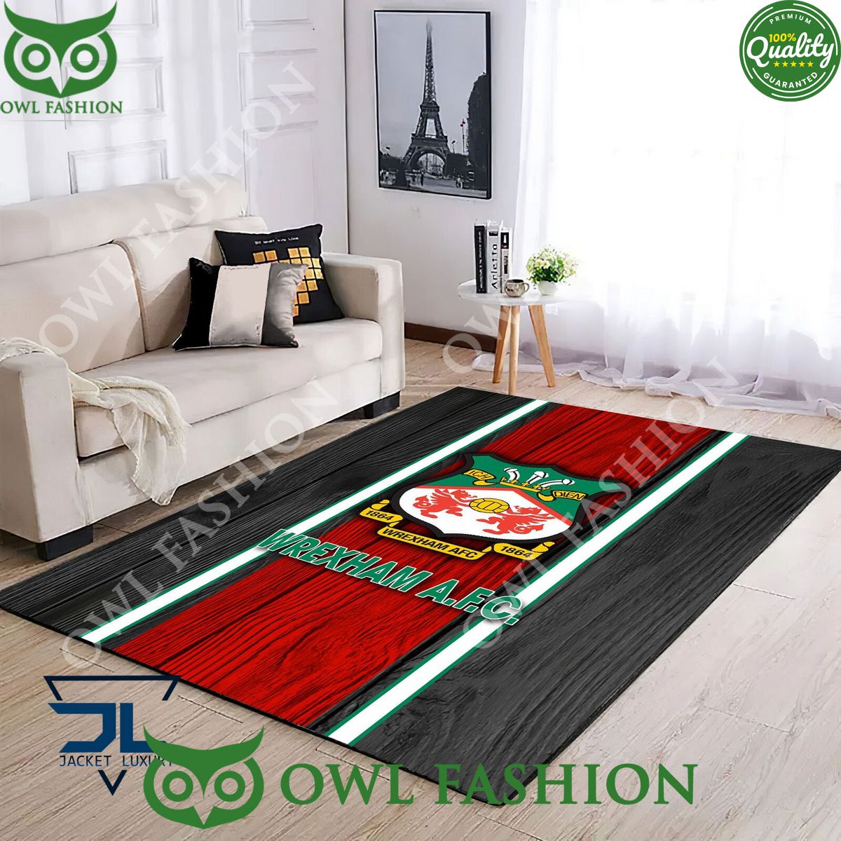 Wrexham AFC EFL Football Living room Rug Carpet Decor - Adult & Kids T-Shirts, Sweatshirts & Hoodies apparel design preview 1