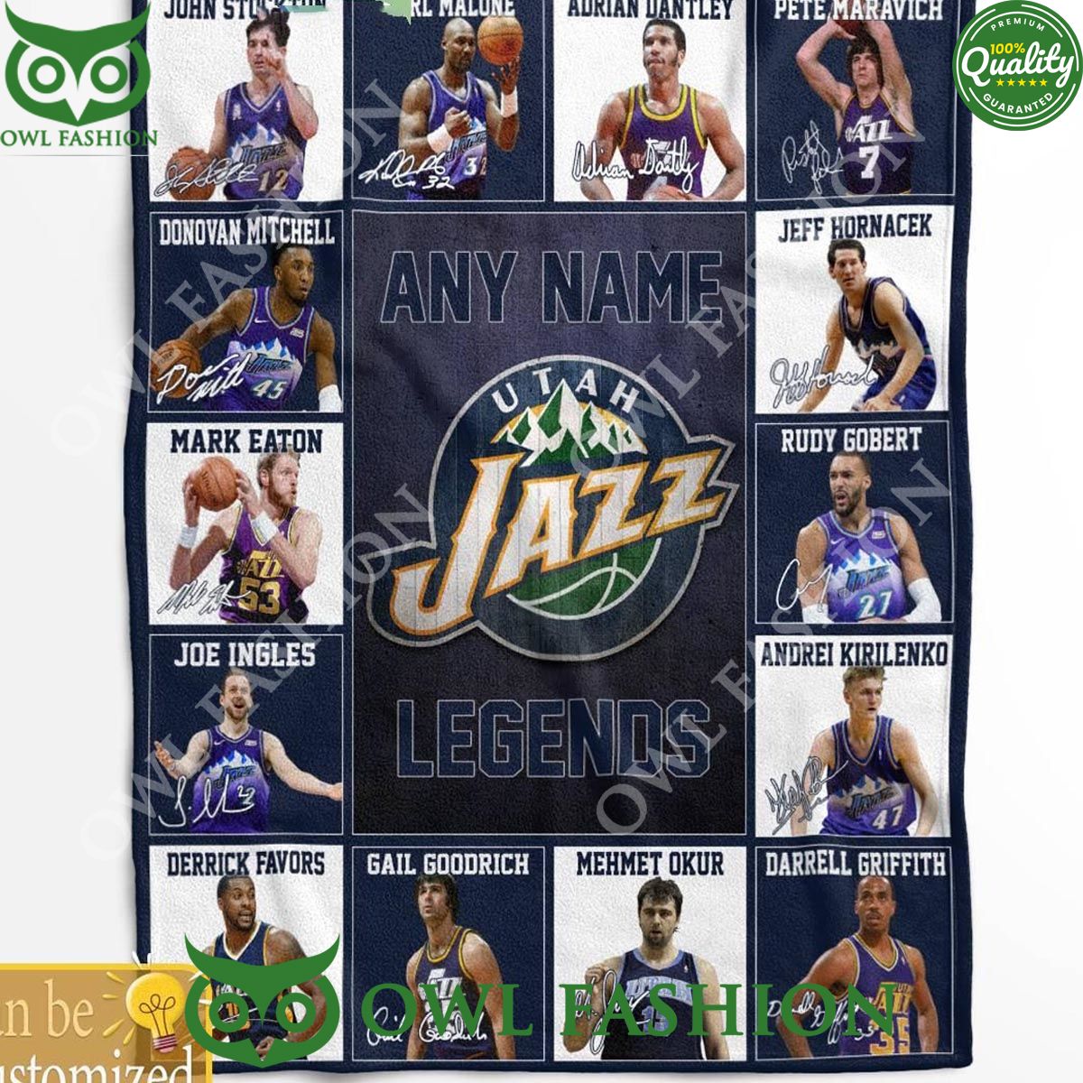 Utah Jazz Legends 2024 Team Personalized Quilt Fleece - Adult & Kids T-Shirts, Sweatshirts & Hoodies apparel design preview 1