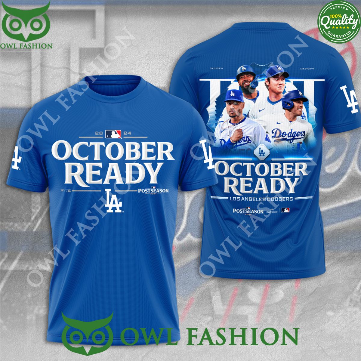 Los Angeles Dodgers October Ready Blue 3D - Adult & Kids T-Shirts, Sweatshirts & Hoodies apparel design preview 1