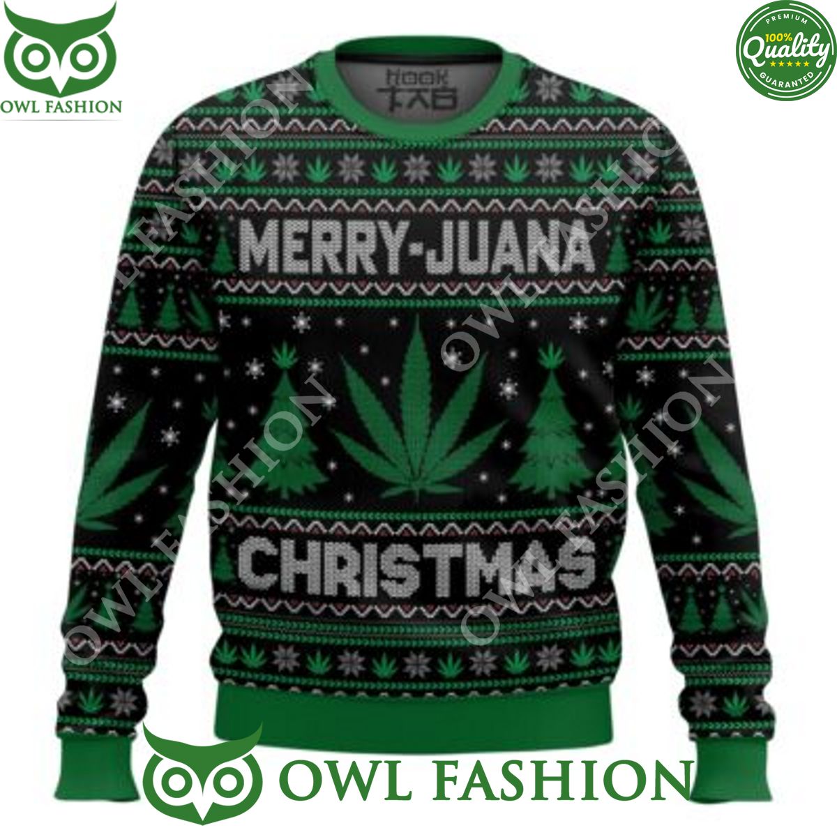 Marijuana Green Merry Ugly Christmas sweater - Adult & Kids T-Shirts, Sweatshirts & Hoodies apparel design preview 1