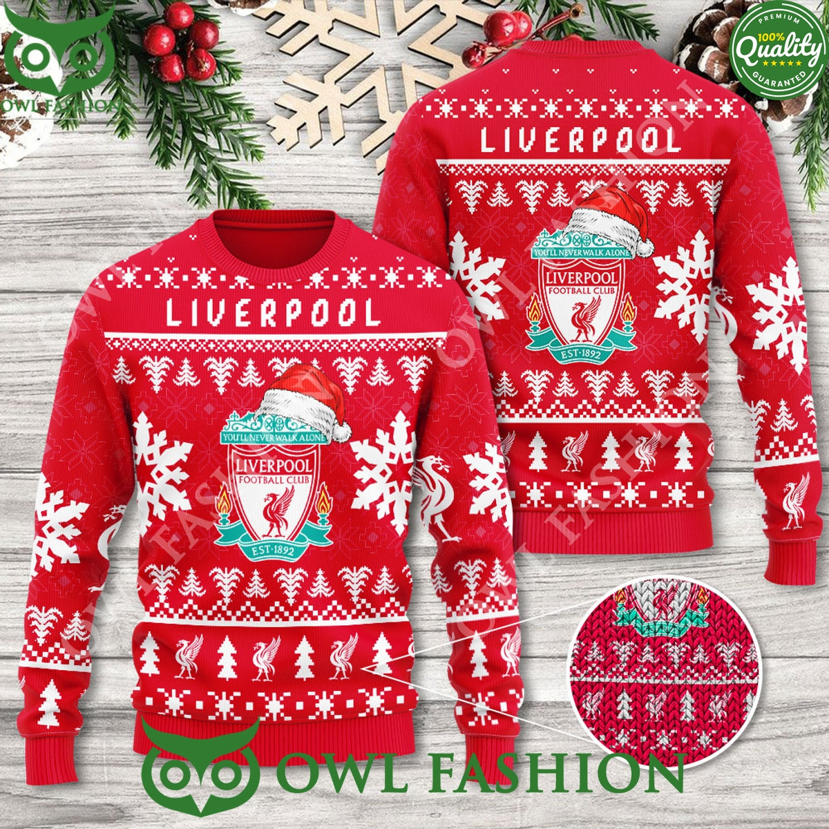 Liverpool Football Christmas Pattern 2024 3D Ugly - Adult & Kids T-Shirts, Sweatshirts & Hoodies apparel design preview 1