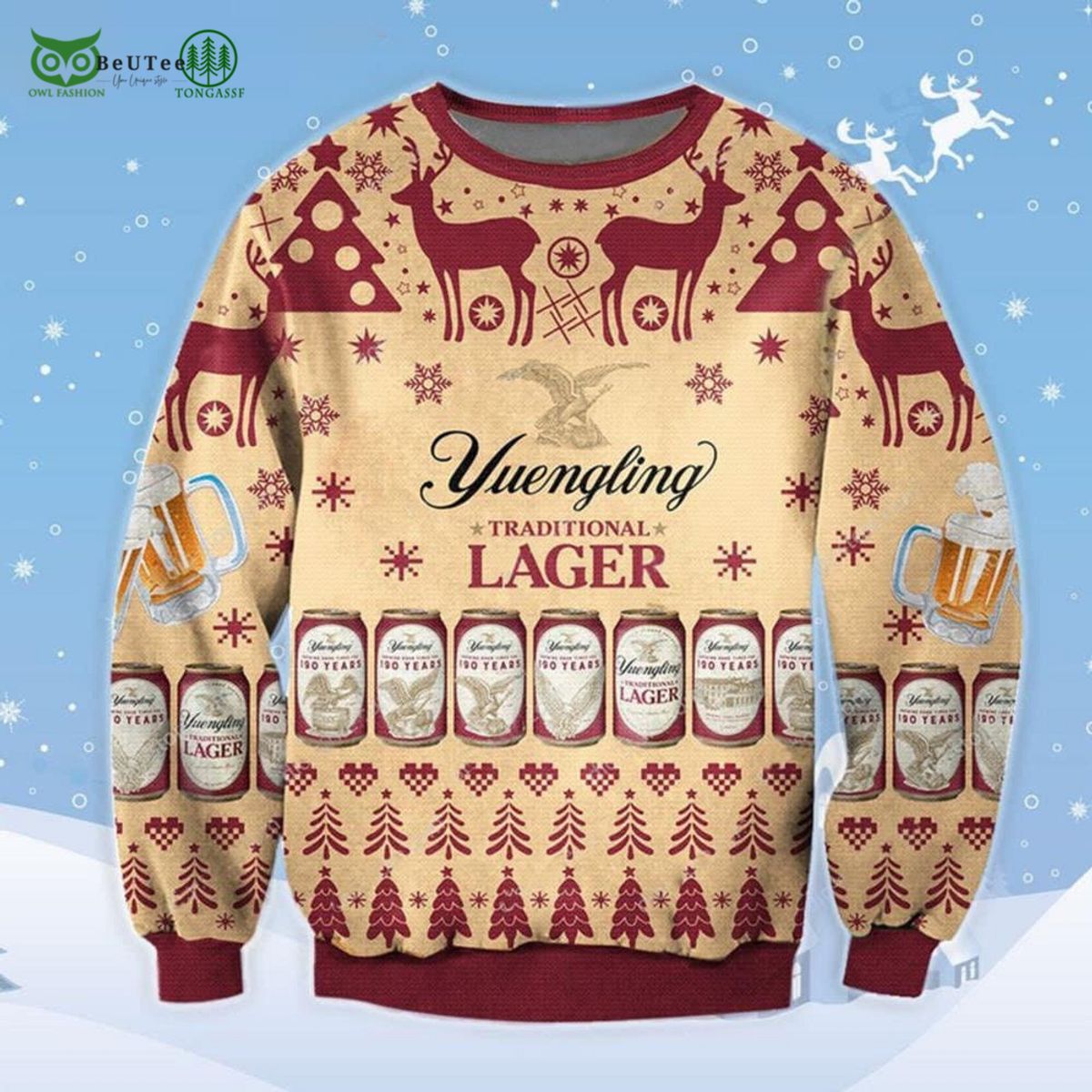 Yuengling Beer Lager Ugly Christmas Sweater - Adult & Kids T-Shirts, Sweatshirts & Hoodies apparel design preview 1