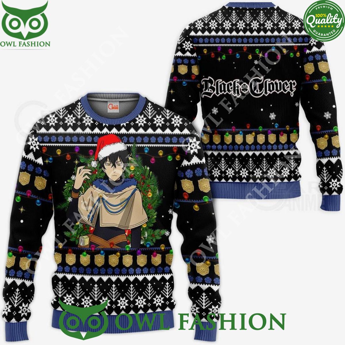 Yuno Black Clover Ugly Christmas Sweater Xmas Gift - Adult & Kids T-Shirts, Sweatshirts & Hoodies apparel design preview 1