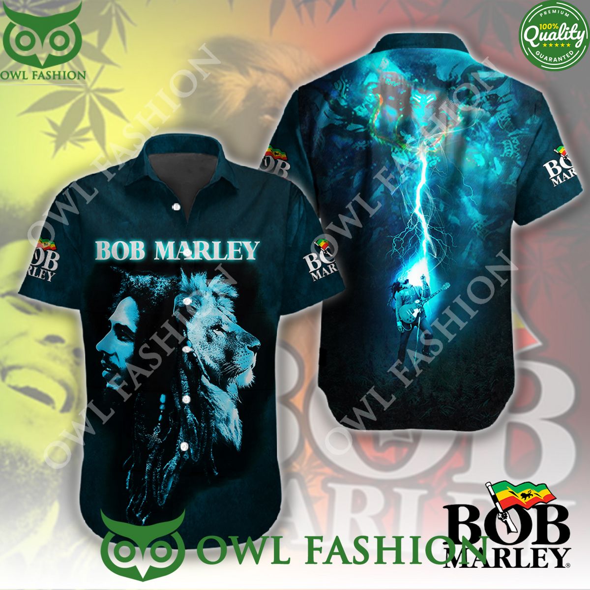 Bob Marley Musician Singer Black Hawaiian - Adult & Kids T-Shirts, Sweatshirts & Hoodies apparel design preview 1