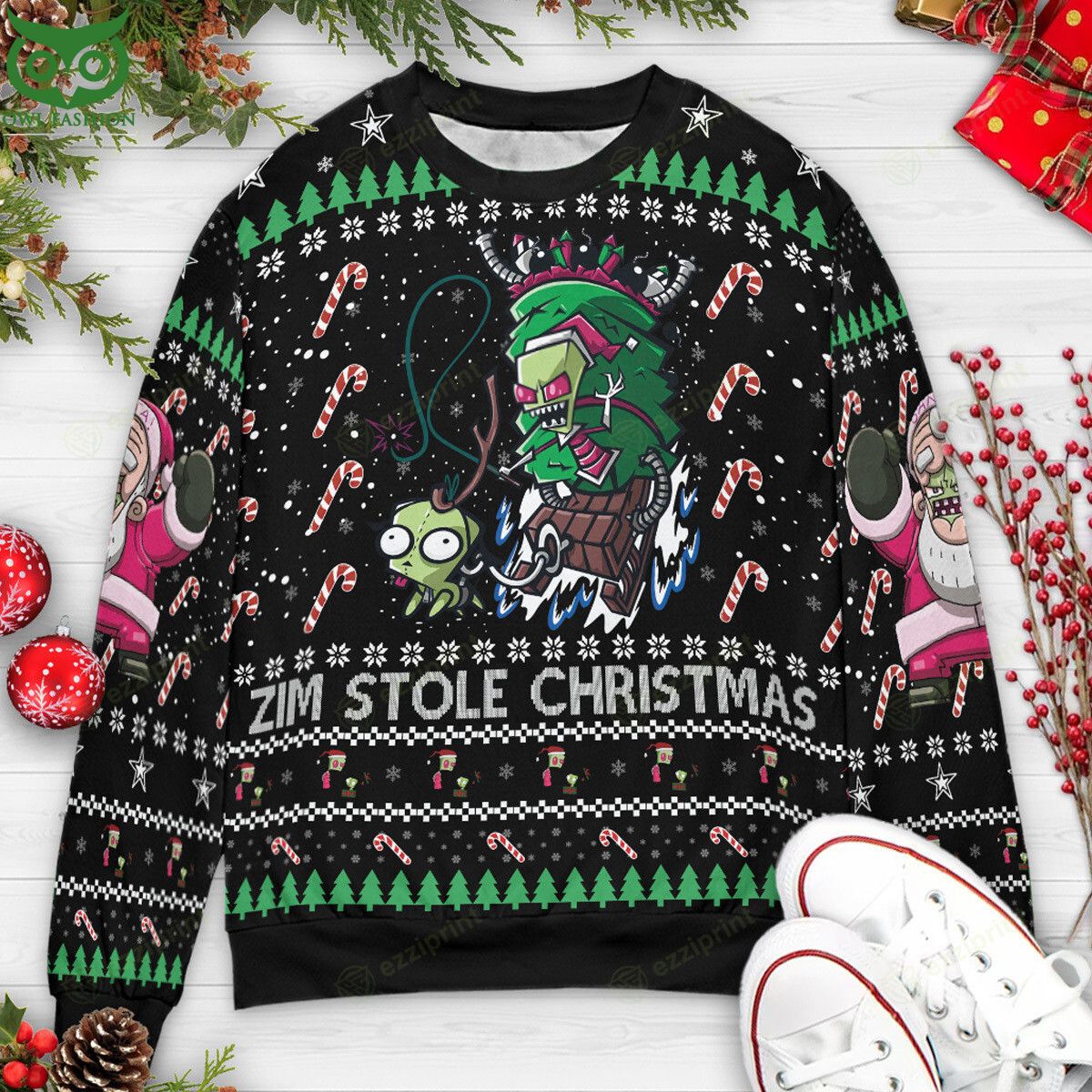 Zim Stole Christmas Invader Sweater - Adult & Kids T-Shirts, Sweatshirts & Hoodies apparel design preview 1